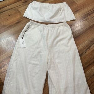ALI & JAY Cream/ White Wide Leg Pants & Top Set